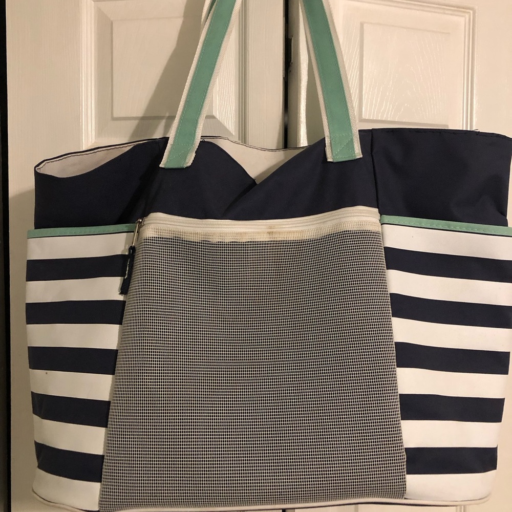 Chic Navy and White Striped Tote Bag